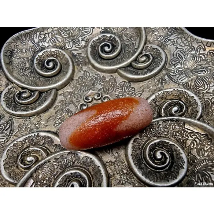 Batu Akik Dzi Red Base Tiger Blessed Tua Tibet 27mm E1748E