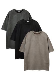 Men's Solid Short Sleeve Tee, Loose Casual Comfy Round Neck T-shirt for Summer, Men's Top for Daily Wear