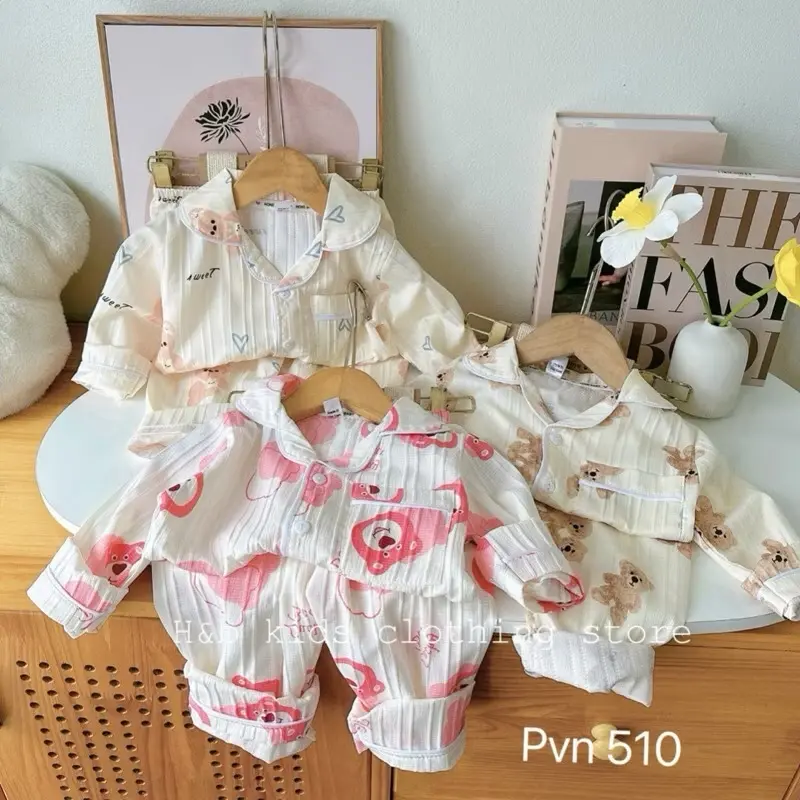 Bộ pijama cho bé gái hàng thu đông từ 8-20kg