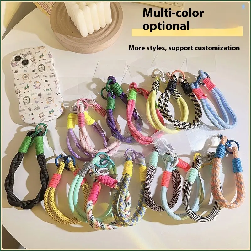 Buckle cell phone chain lanyard simple men and women with the same phone lanyard short wrist rope handmade polyester phone lanyard Smartphone