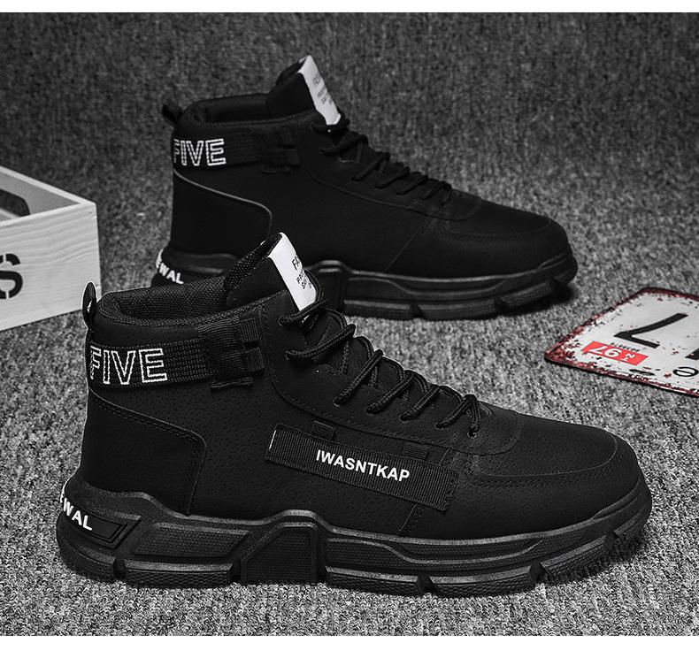 Product Introduction of in Stock Martin Boots High-Top Shoes Men's Sneaker Work Shoes in Stock Martin Boots High-Top Shoes Men's Sneaker Work Shoes Autumn and Winter New Fashion Men's Big Head Shoes British Style High-Top Lace-up Martin Boots Teenagers Platform Work Shoes 17
