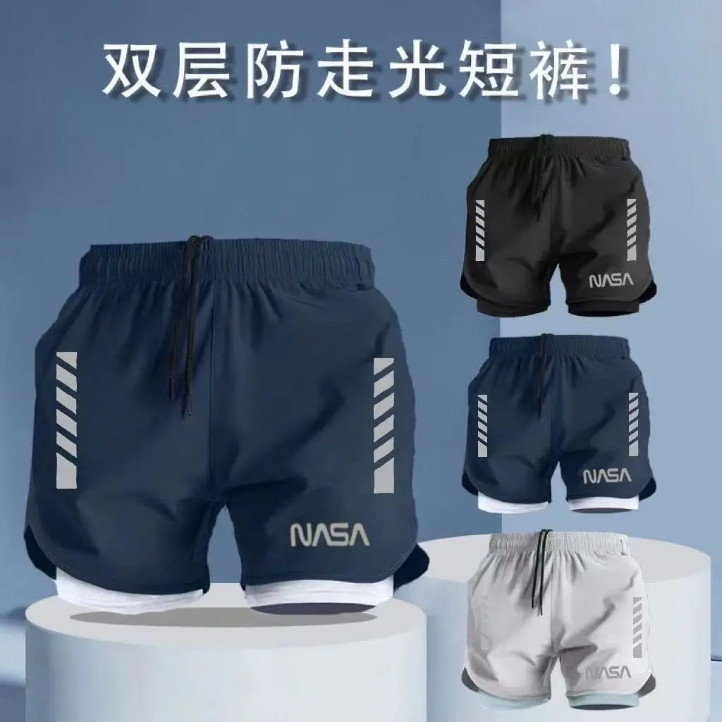 [2450-Person Collection] Men's Swimming Trunks Double-Layer Lining Anti-Embarrassment Hot Spring Boxer Shorts Surfing Beach Running Sports Quick-Drying Shorts