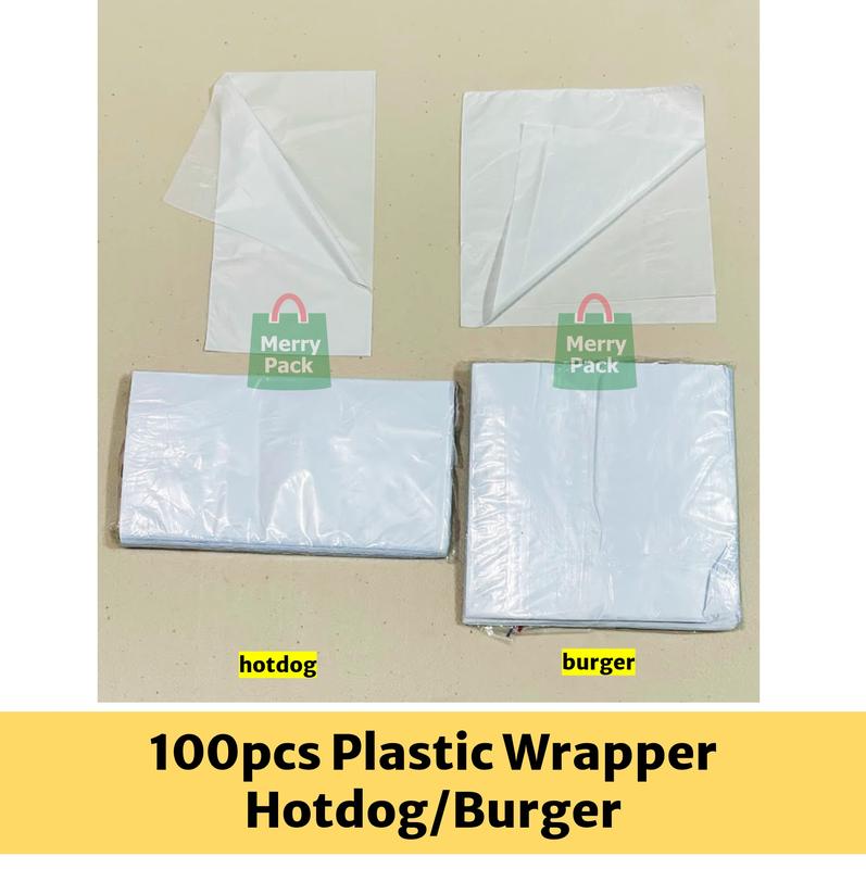 100pcs Plastic Wrapper for Burger and Hotdog - Food Grade, Disposable ...