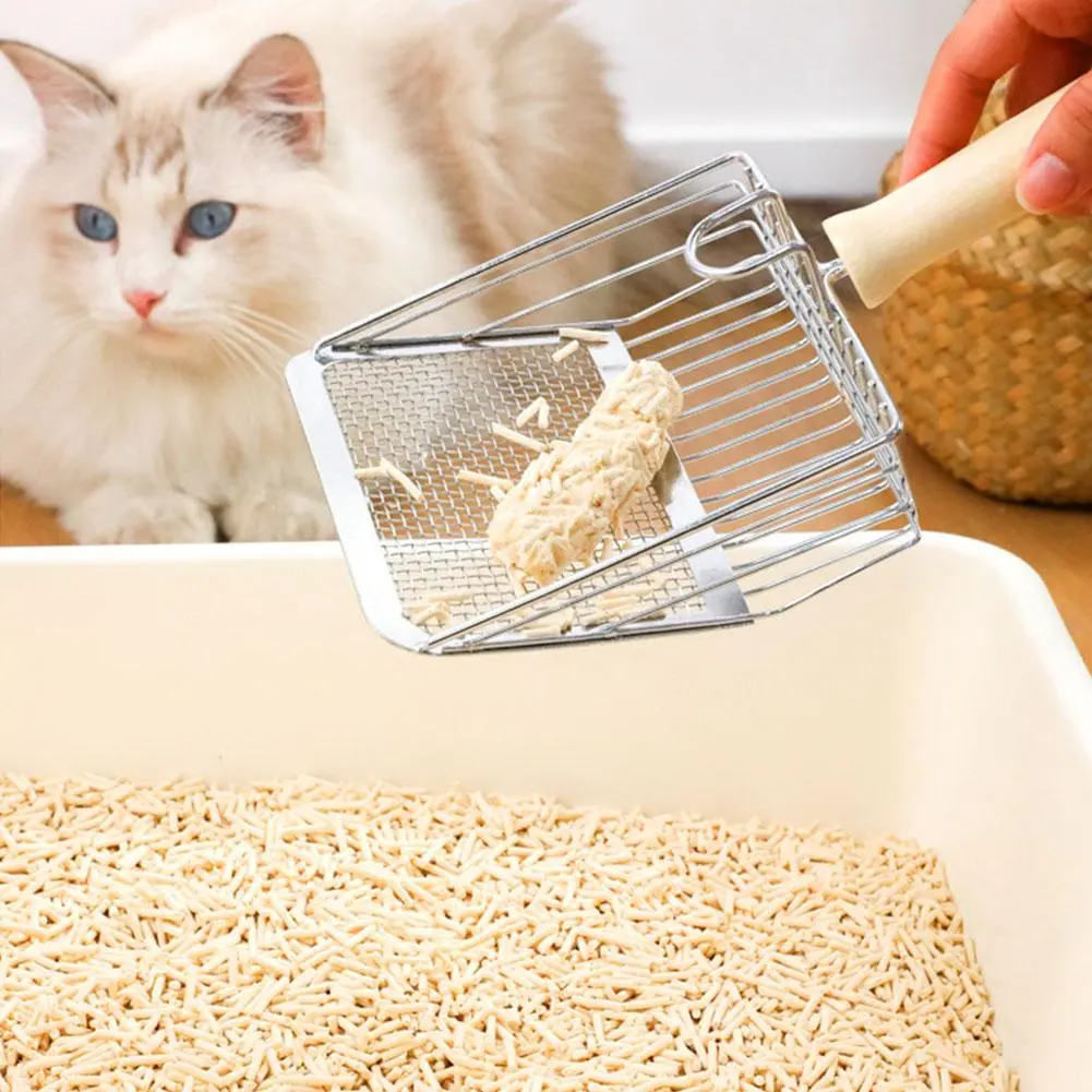 Pet Cleaning Products Integrated Cat Litter Shovel Large Cat Litter Shovel Stainless Steel Integrated Cat Litter Pot Iron Shovel Metal Fine Hole Shovel