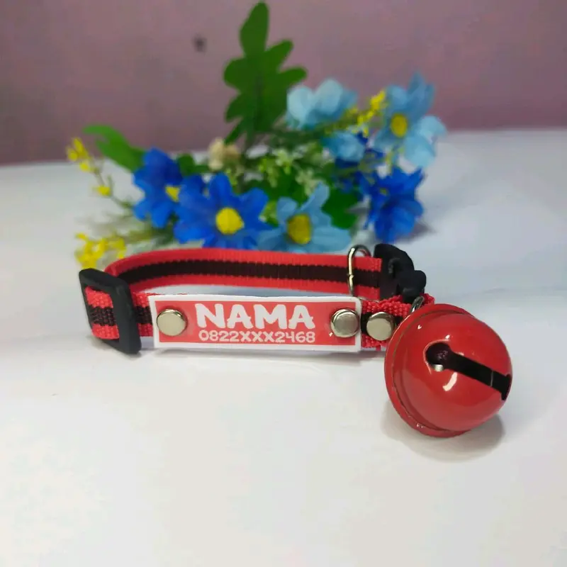 Kalung kucing custom nama, lonceng 22mm 5