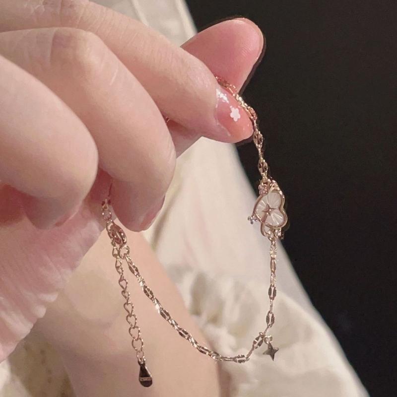 S925 Sterling Silver Senz Track Light Luxury Minority High Sense Sweet Loving Heart Bracelet and Necklace Set Girlfriends for Girlfriend 0