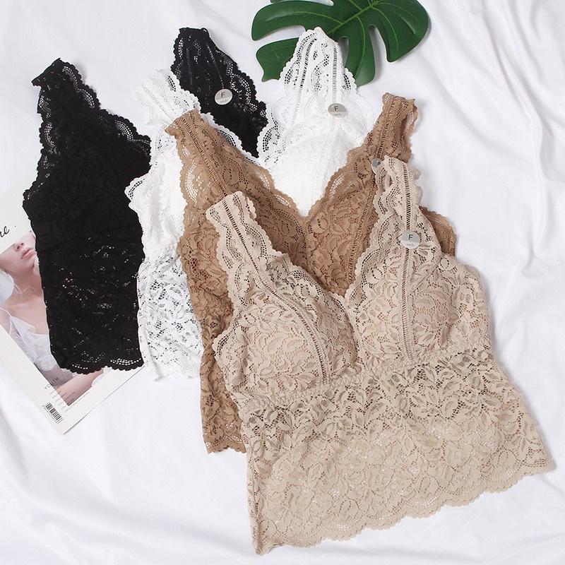 {35-50kg} Áo Bra Ren Dáng Dài Có Mút Đệm Sexy Siêu Đẹp Hàng Cao Cấp 2188, Áo Bra nữ, Áo Lót Nữ