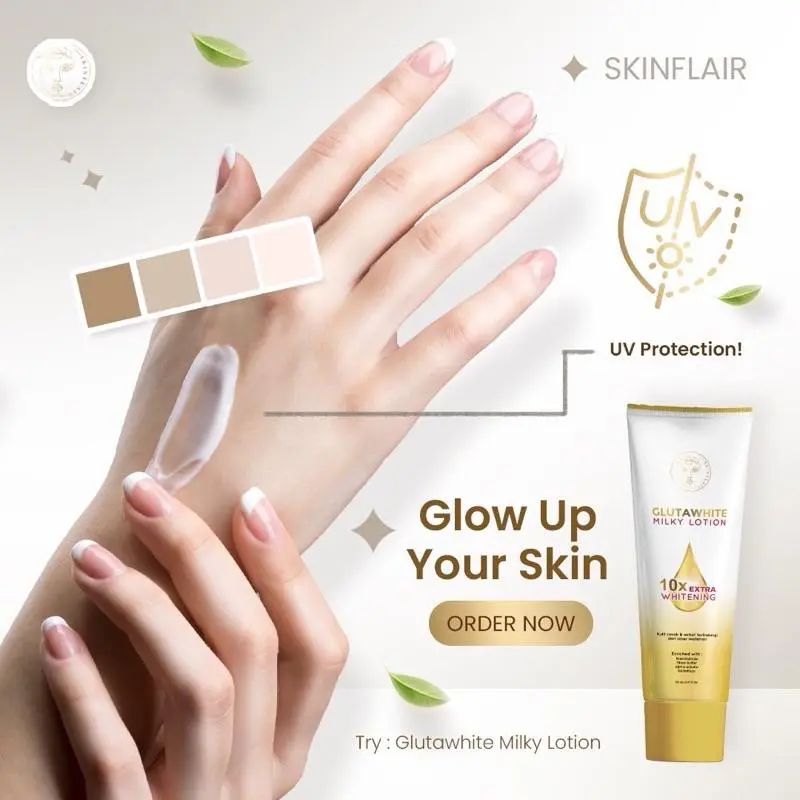 SKINFLAIR - GLUTAWHITE MILKY LOTION 150ML LOTION SKINFLAIR GLUTA WHITE LOTION MILKY BOOSTER TONE UP | ORIGINAL PRODUK 3