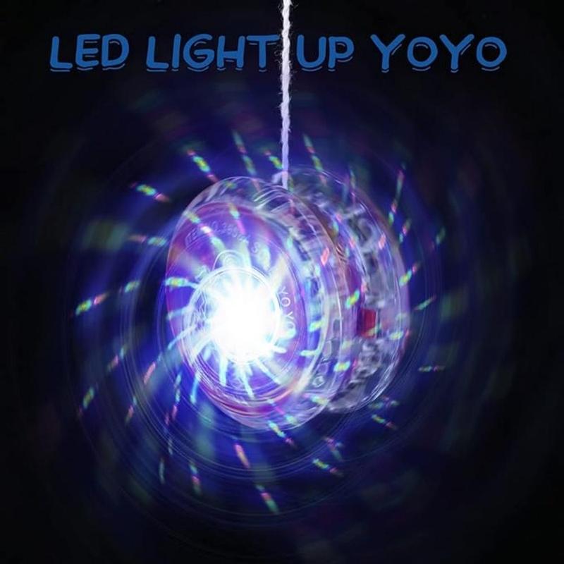 Light Up Yo Yo Ball Bulk, 3 Counts LED Responsive Ball, Colorful Plastic Responsive Bearing Ball for Birthday Carnival Prizes Party Favors, Random Colors 7