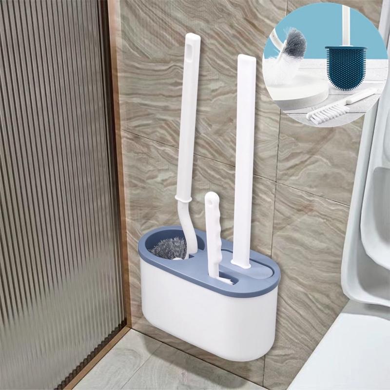  Bộ 3 Bàn Chải Vệ Sinh Toilet Cán Dài 360 Độ - Set 3 Bàn Chải Silicone Treo Tường Dùng Vệ Sinh Nhà Tắm Tiện Dụng Làm Sạch 