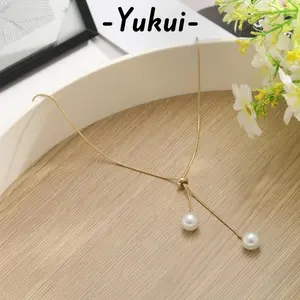[Yukui]Kalung Mutiara Emas Wanita untuk Mahasiswi Kalung Fring Klasik B1136
