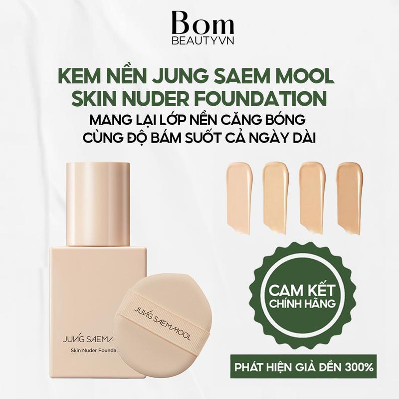 Kem Nền Jung Saem Mool Skin Nuder Foundation SPF 50+ PA++++ 30ml - Kèm Bông Mút