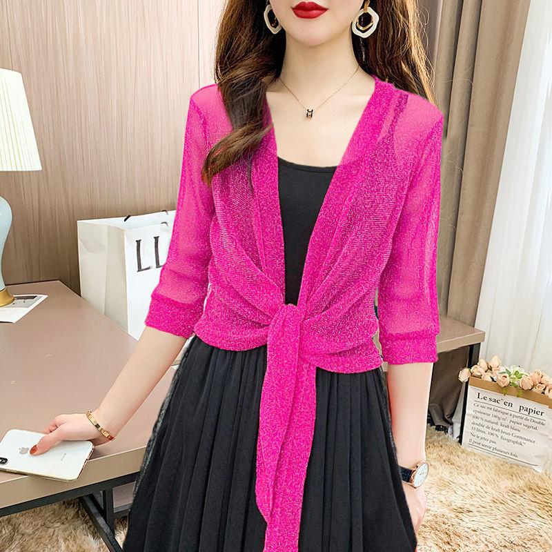 Áo Khoác Khăn Choàng Nhỏ Áo Cardigan Nữ, Ngắn, Lưới, Ngoại Cỡ, Ren Che Phủ, Có Thể Mặc Ngoài Trời, Mùa Hè 2024, Hơn 6,000 HTK 1