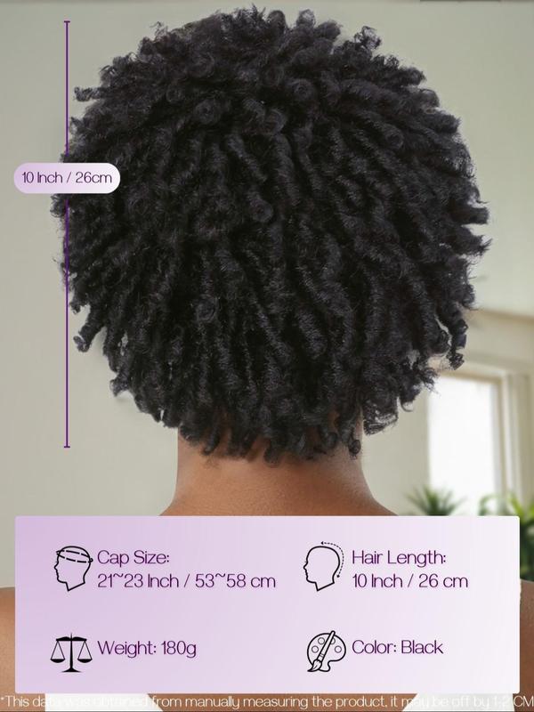 Short Dreadlock Wig, Afro Curly Twist Wig, Short Faux Locs Wig, Kinky Curly Synthetic Dreadlock Wig for Black Women 1