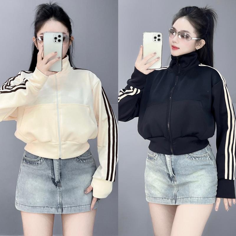 P3 | Quỳnh Hí Store , Áo khoác croptop cổ đứng poly