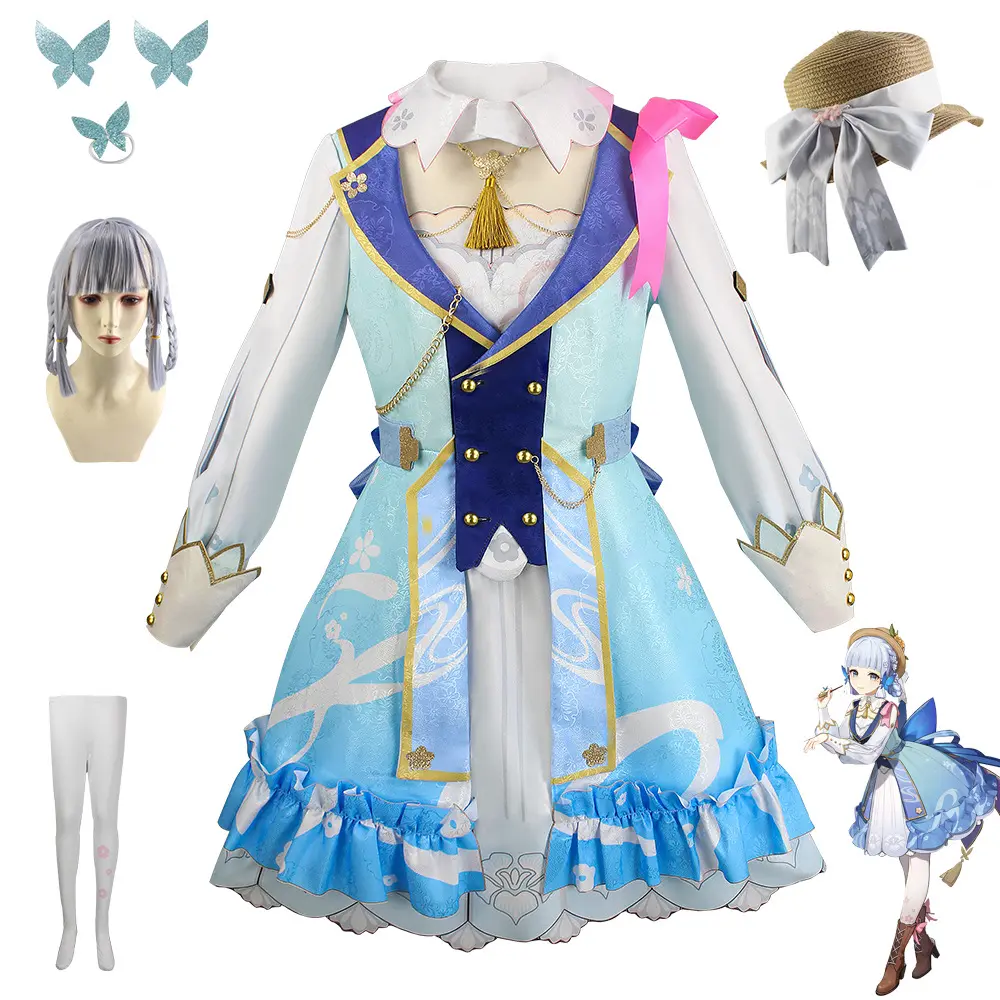 Genshin Impact Ayaka Kamisato Cosplay Costume - Flower Letter Outfit |     Elegant Kimono Dress for Anime Convention |     TikTok Viral Cosplay Gear (Free Shipping)