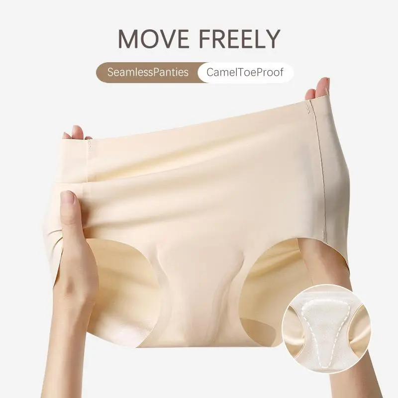 (3Pcs)Seamless Women's Panties, camel toe proof, Ice Silk High-Waist, Yoga leggings Fitness Sports Briefs.
