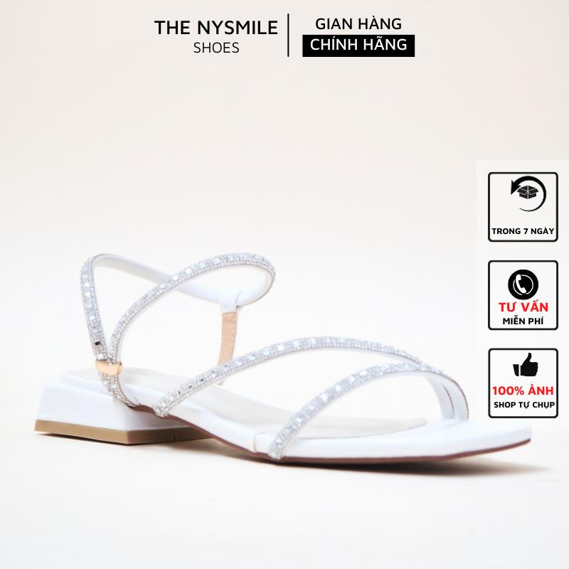  Giày sandal cao 2cm quai chéo đính đá lấp lánh - The NySmile - CHUDE 