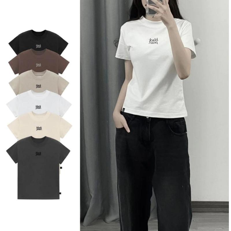 Áo thun baby tee nữ áo phông nữ cổ tròn tay ngắn áo baby tee in hình black fearl A142 SUTANO
