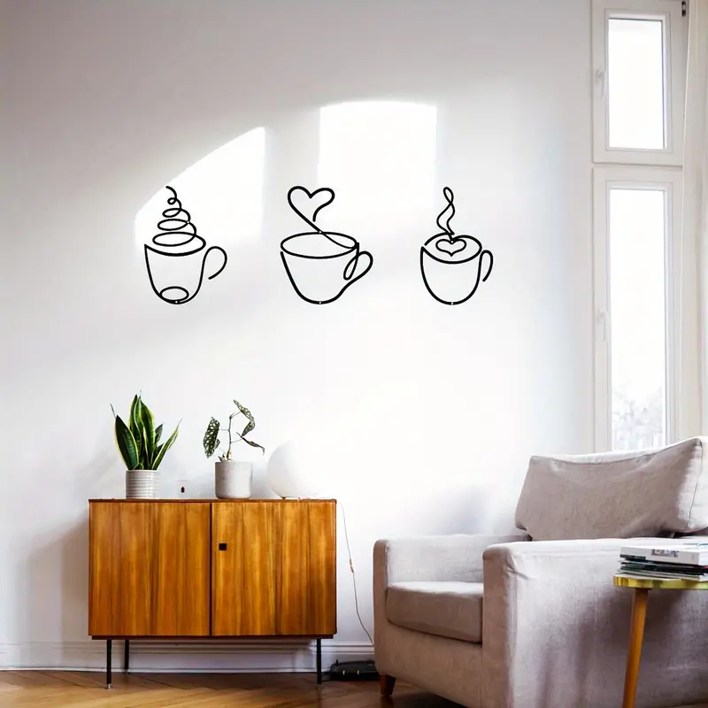 Coffee Cup Metal-Wall Art Set, Stylish Wall Hanging Decor for Kitchen and Home, Multipurpose, No Text, Easy Mounting, Poster 3