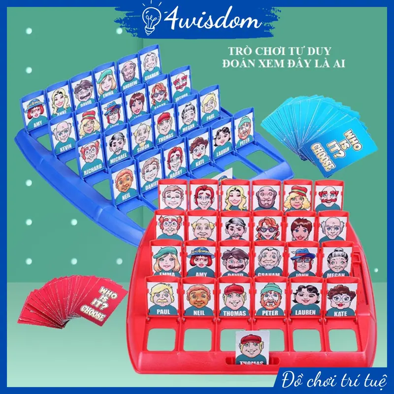 Bộ đồ chơi board game who is it [Hot trend], bảng đoán nhân vật đây là ai 4wisdom, Bộ quà tặng Giáo dục 2