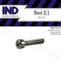 Gambar IND Onderdil Baut-Baud-Bolt L-L4 M5x25-5X25-M 5 x 25 Kunci-K 4 P-Pitch 0.8 - Sesuai dengan gambar, Standar dari IND Onderdil Kota Bandung 1 Tokopedia