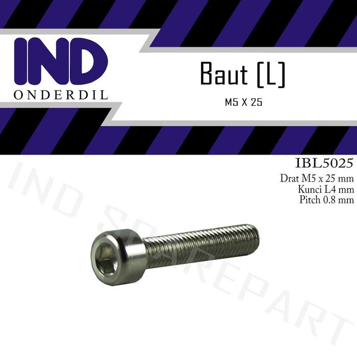 Gambar IND Onderdil Baut-Baud-Bolt L-L4 M5x25-5X25-M 5 x 25 Kunci-K 4 P-Pitch 0.8 - Sesuai dengan gambar, Standar dari IND Onderdil Kota Bandung Tokopedia
