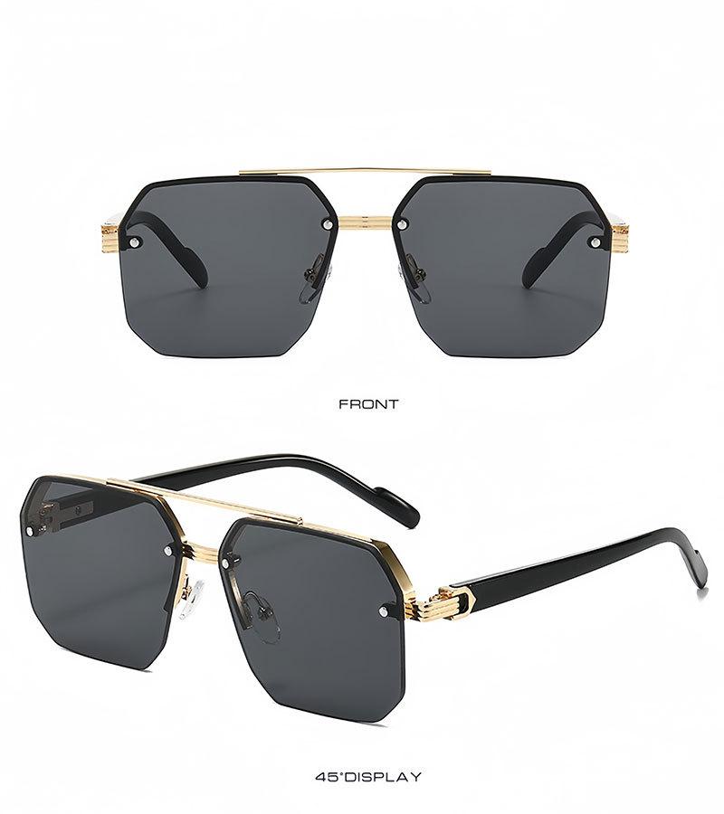 Product Introduction of Sunglasses 2024 new model for boys, with a big face and slim appearance while driving. Advanced UV resistant half frame sunglasses with a square frame 13