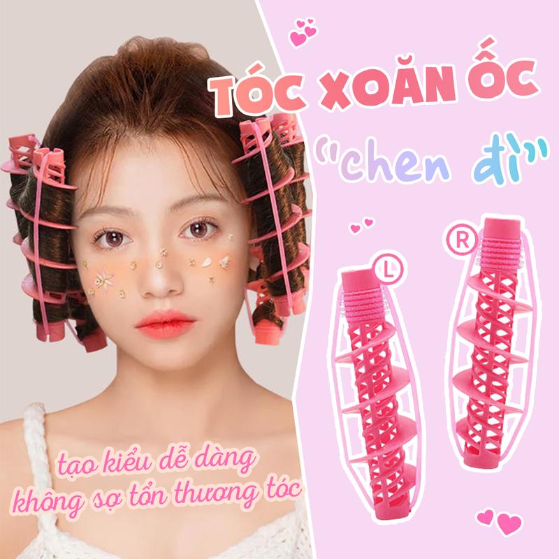 Combo 4 lô uốn tóc xoăn gợn sóng tự nhiên Spiral Curl Roller - Lô cuốn tóc không dùng nhiệt - Không mất thời gian - Không gây hại cho tóc - Dụng cụ làm tóc - monster BEAUTY
