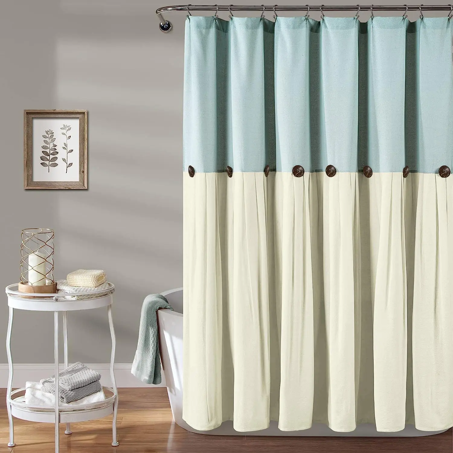 Two-tone Shower Curtain, Washable Bath Curtain, Decorative Bathtub Curtain, Bath Accessories, Bathroom Decor, Bathroom Supplies, Home Supplies