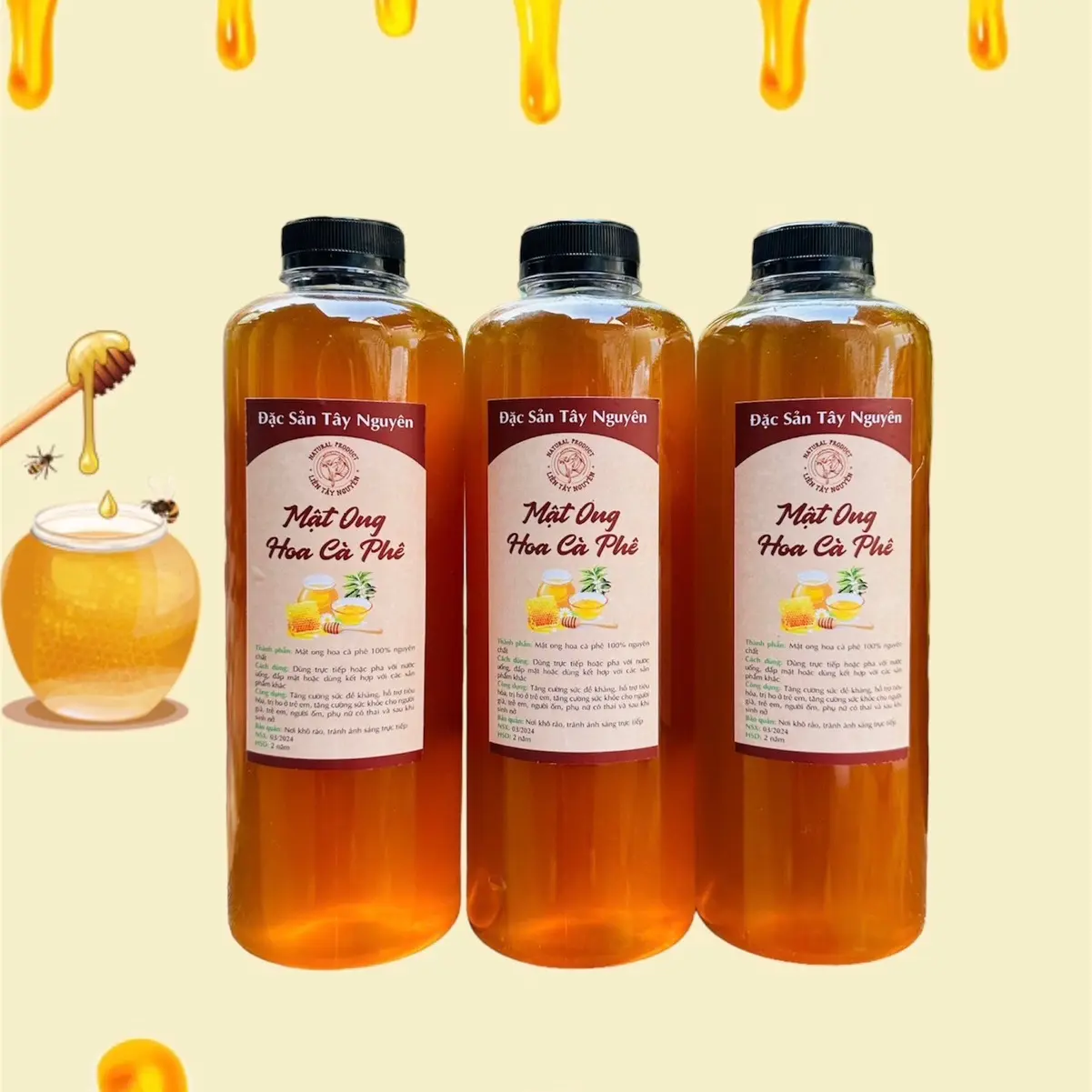 [Affiliate] Combo 3 Lít Mật Ong Hoa Cà Phê Tự Nhiên Liên Tây Nguyên