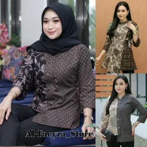 Baju Batik Wanita / Blouse Batik Wanita / Batik Kantor Wanita / Atasan Batik Katun Panjang Kerja