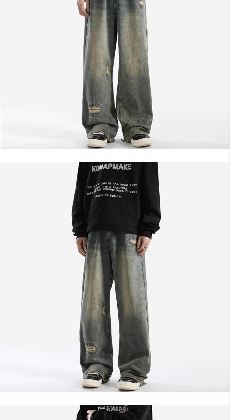 Product Introduction of 2025[4530 People Collection] Ripped Washed Jeans Men's Summer Thin American Retro High Street Fashion Brand Youth Loose Straight Pants 7