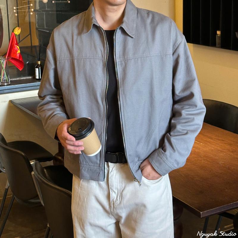 Áo khoác Kaki form Boxy màu Dark Grey nam nữ