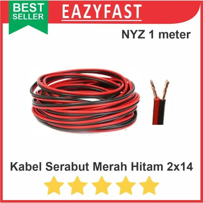 Kabel Listrik Serabut NYZ 2x14 Merah Hitam Isi 2 Serat Ecer Meter NYAF 0