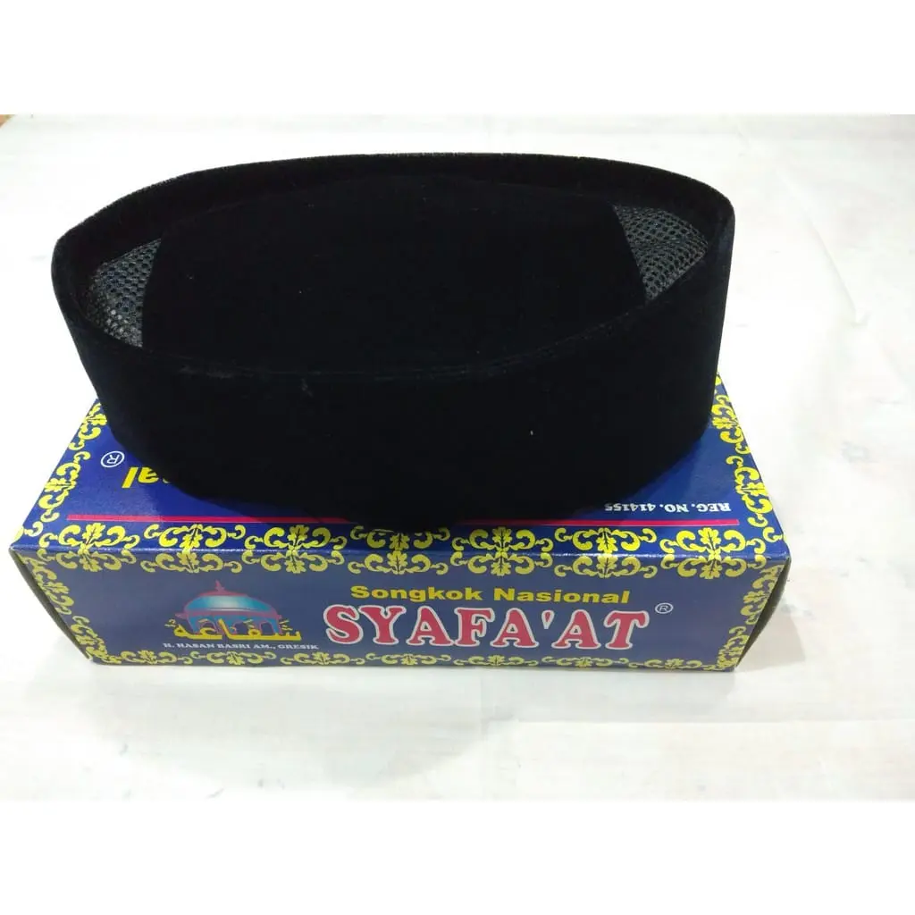Peci Syafaat AC hitam polos Tinggi 9cm//Songkok Nasional