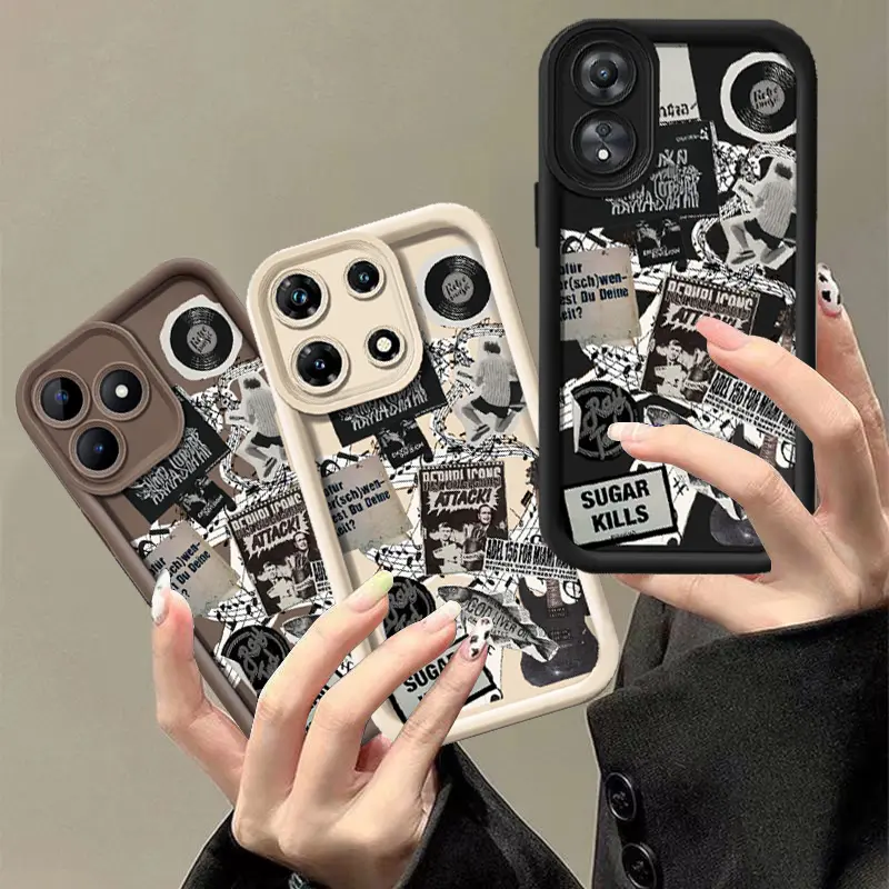 Case For Redmi A3 12 13C 12C 10C 9C A1 9A A2 Note 12 Pro Note11 11S 10S 12 9 10A Poco M3 Pro X5 Poco C61 POCO M6 4G  Artistic Dark Moon Butterfly and American Label Illustration Silicone Soft Case Cover Case PANDU PATRIA 5
