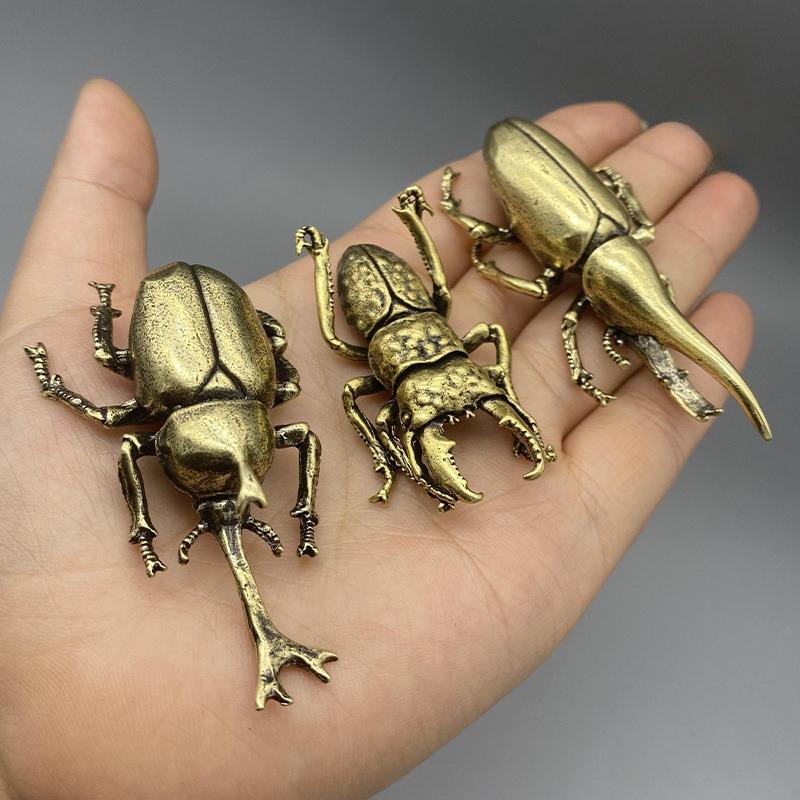 Retro Brass Simulation Beetle Desktop Ornament, Pure Copper Small ...