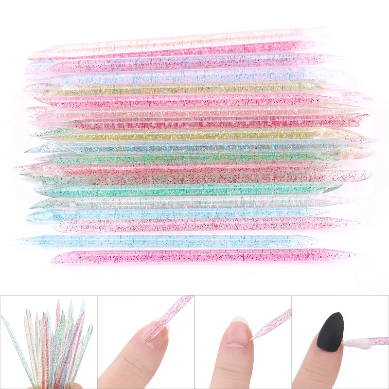 Fake Nail Tools 10pcs Crystal Cuticle Pusher Crystal Sticks Dual-ended UV Gel Polish Remover For Nail Art Manicure Pedicure Care Tool Nail Care Nail File