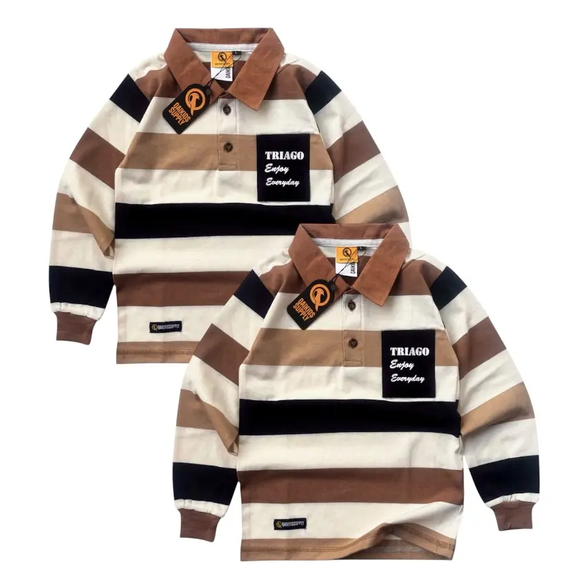QAIKIDS Kaos Krah Salur Anak Laki-Laki Cotton 30s Fullprint Strip Distro Usia 3-12 Tahun