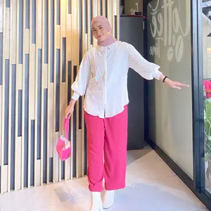 Mybamus Crushy Kemeja Ballon Top Atasan Wanita Muslim Casual Basic Rekomendasi Outfit Kerja