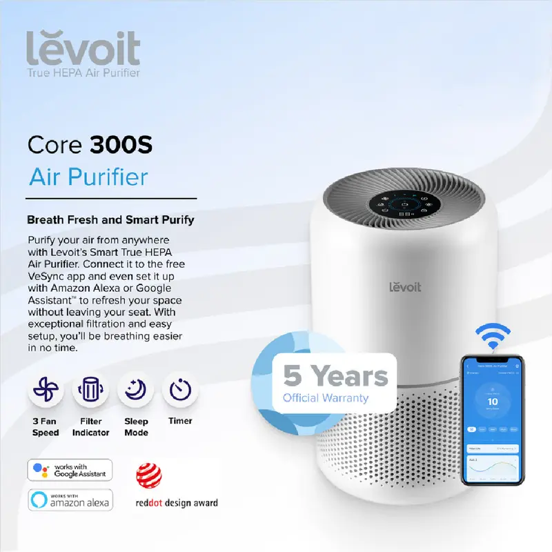 Levoit Core 300S Smart WiFi Air Purifier True HEPA Karbon 1