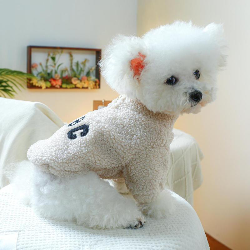 English Letter Embroidered Pet Hoodie, Warm Keeping Small Dog Clothe With Zipper For Winter Small Dogs 4