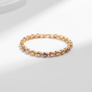 Gelang Gaya Berlian, Berwarna-warni, Mampu Milik, Gaya Mewah, Tekstur Logam, Bersalut Tembaga, Emas Sebenar 18K, Rantai Tidak Luntur, Fesyen Tinggi, 1 Keping