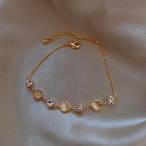 Gelang Batu Mata Kucing Manik Bulat Kecil, Bersalut Emas Sebenar 18K, Untuk Wanita, Gaya Ins, Rakan Karib dan Kakak, Mudah dan Sejuk, Barang Kemas