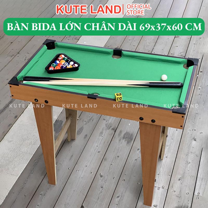 Bàn bida cỡ lớn chân dài 69x37x60 cm bằng gỗ thảm vải nỉ bia dành cho trẻ em và người lớn giải trí thư giãn