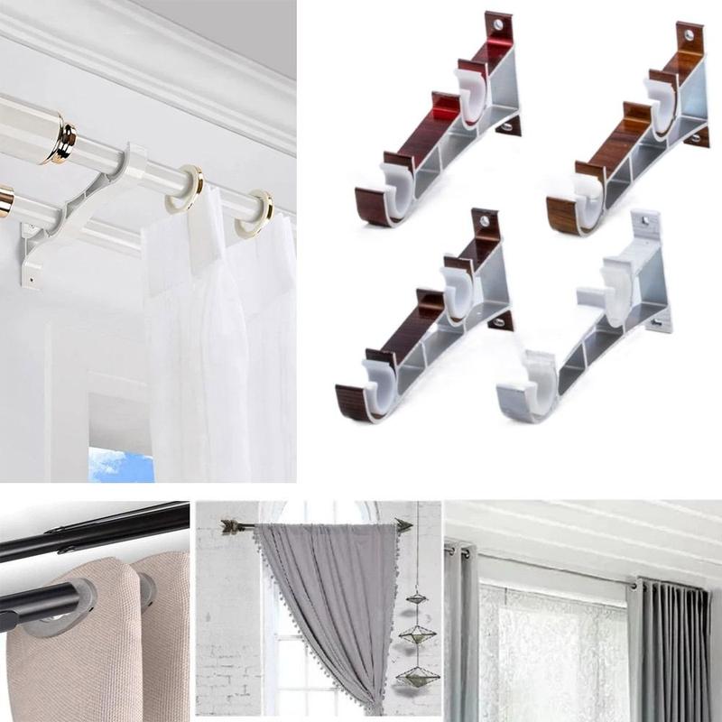 For Wall Home Decor Curtain Accessorie Double Curtain Rod Bracket Window Hardware Holder Hang Curtain Rod Holders Metal Double Rod Bracket 0