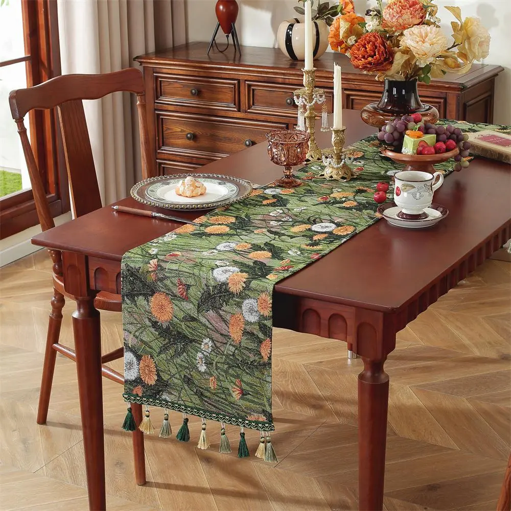 Oil Painting Style Kitchen Runner, 1 Count Colorful Dinner Table Runner, Table Decoration Supplies for Home Kitchen Dining Room
