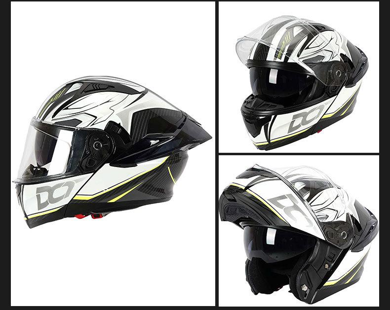 Product Introduction of Dot-809 Modular Helmet Double Lens Men's and Women's Summer and Autumn Traveling by Motorcycle Motorcycle 3C Motorcycle Large Tail Helmet Four Seasons 5