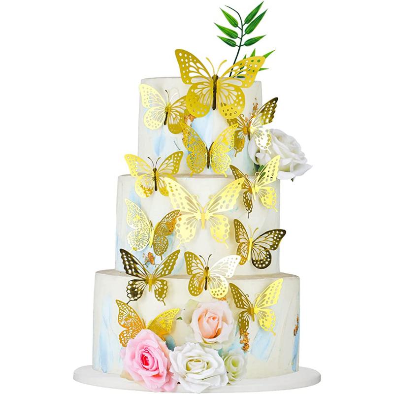 Set 12 keping hiasan kek rama-rama, hiasan kek rama-rama kertas ...